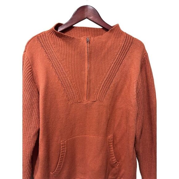 Heartloom Ollie 1/4 Zip Pull Over Sweater Terracota Rust Orange Large Chunky - Picture 2 of 11